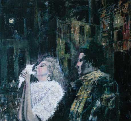 Federico Fellini (2) - Painting by Michael Kunze