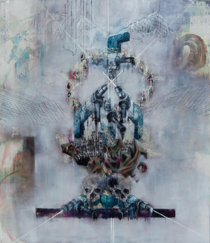 Kinder-ohne-Schildkröten-II - Painting by Michael Kunze