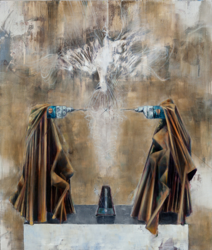 Kinder-ohne-Schildkröten-III - Painting by Michael Kunze