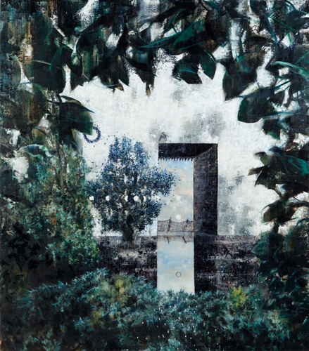 Schlag auf innere Uhr/Ausgang - Painting by Michael Kunze