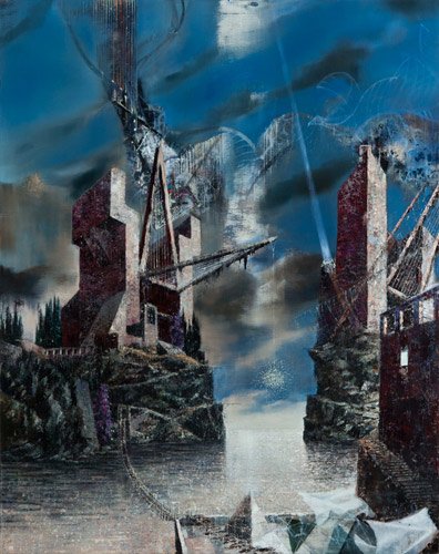 No Bridge No Fear · 175 × 140 cm - Painting by Michael Kunze