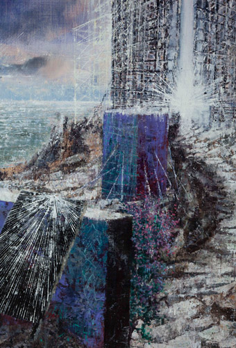 One World Two Steps, Detail III - Painting by Michael Kunze