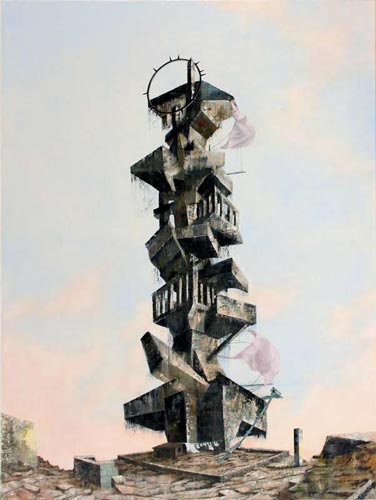 Atelier/Blitzverglaser · Studio/Lightning Glazer - Painting by Michael Kunze