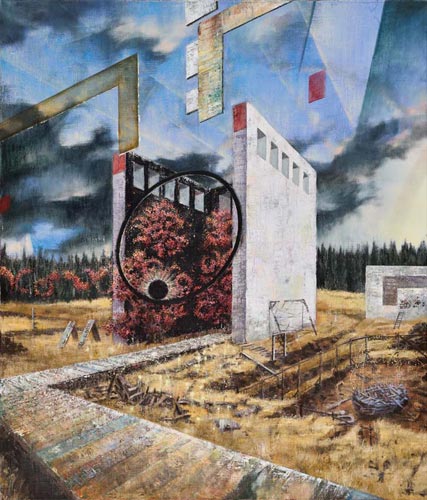 Atelier/Holzwegsimulator · Studio/Garden Path Simulator - Painting by Michael Kunze