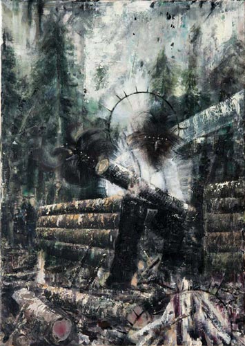 In den Wald · Into the Forest - Painting by Michael Kunze