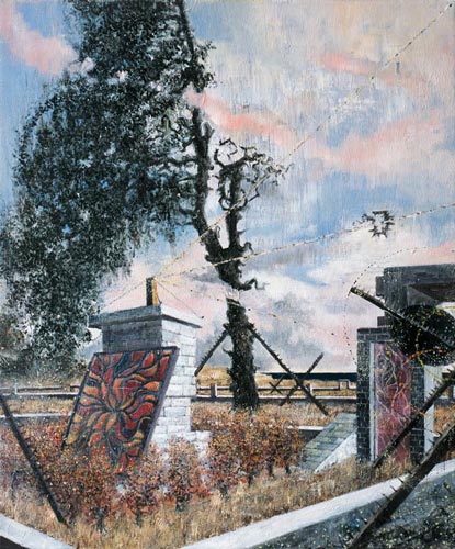 Atelier/Grenzstein Scardanelli · Studio/Landmark Scardanelli - Painting by Michael Kunze