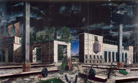 Die Erde ist eine Scheibe, der Hof ist rund · The Earth is Flat, the Yard Is Round - Painting by Michael Kunze