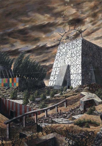 Keine Löwin, kein Taubenschwarm, kein Kinderchor · No Lioness, No Flock of Pigeons, No Children's Choir - Painting by Michael Kunze