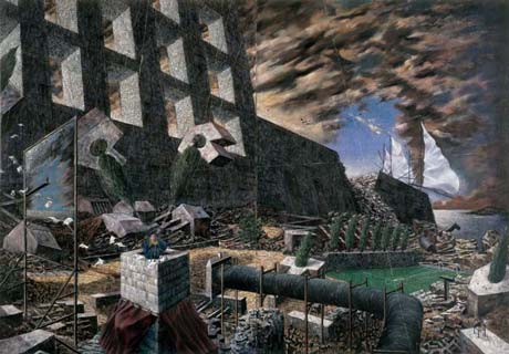 Keine Löwin, kein  Taubenschwarm, kein Kinderchor · No Lioness, No Flock of Pigeons, No Children's Choir - Painting by Michael Kunze
