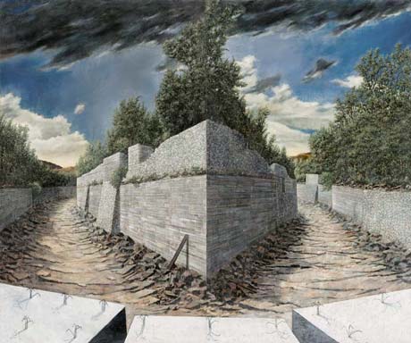 Projektion gegen Gewicht im Aufwind · Projection against Weight and Upwind - Painting by Michael Kunze