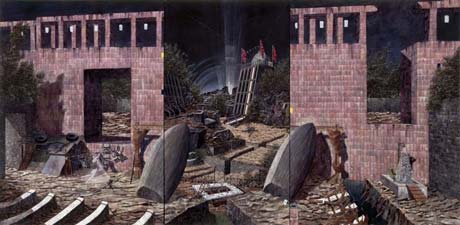 Das Mohnfeld unterwandert die Markierung ERROR · The Poppy Field Infiltrates the Marking ERROR - Painting by Michael Kunze