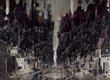 Arbeitsplatz/Tipasa III · Workplace/Tipasa III - Painting by Michael Kunze