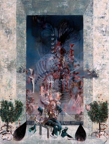 Atelier/Saitenspiel · Studio/String Game - Painting by Michael Kunze