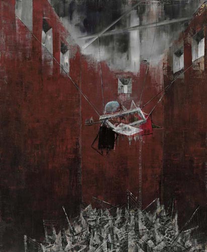 Atelier/Mondgrube · Studio/Moon Pit - Painting by Michael Kunze