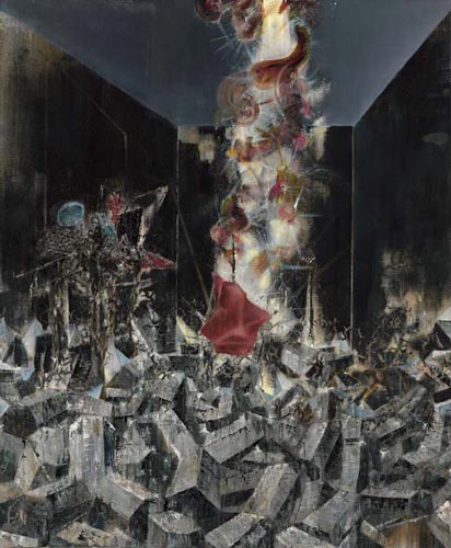 Atelier/Hochkant · Studio/Upright - Painting by Michael Kunze