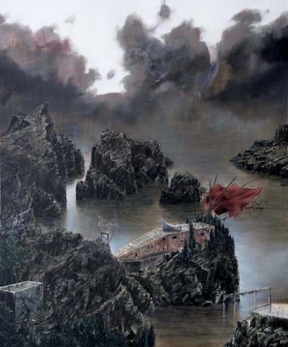 Nach Tsalal, Außen II · After Tsalal, Outside II - Painting by Michael Kunze