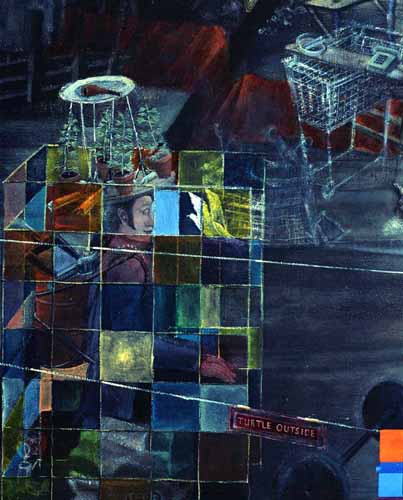 Dritter Mittag/Detail (Uhrenvergleich) · Third Noon/Detail (Synchonizing Watches) - Painting by Michael Kunze