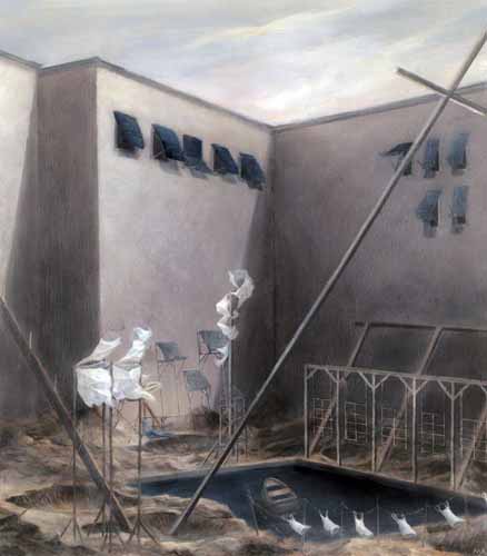 Projektion über Kreuz · Projection Crosswise - Painting by Michael Kunze