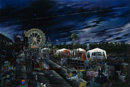   Dritter Mittag (Uhrenvergleich) · Third Noon (Synchonizing Watches) - Painting by Michael Kunze