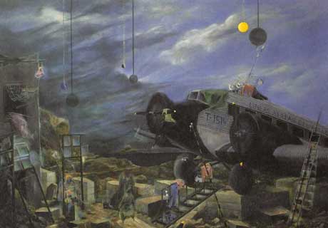 Demonstration einer Sonnenfinsternis vom November 1940 oder 1514 auf dem Planeten Erde · Demonstration of a Solar Eclipse on the Planet Earth in November 1940 or 1514 - Painting by Michael Kunze