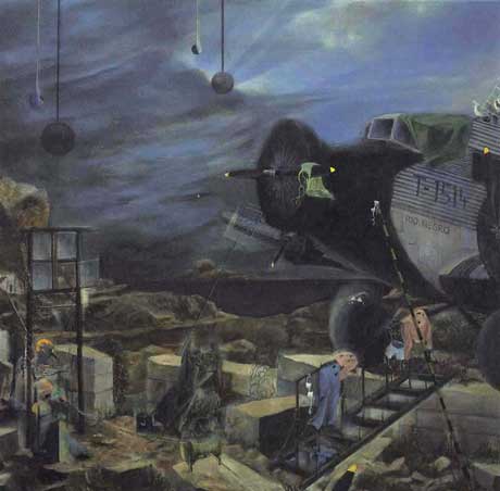 Demonstration einer Sonnenfinsternis vom November 1940 oder 1514 auf dem Planeten Erde · Demonstration of a Solar Eclipse on the Planet Earth in November 1940 or 1514 - Painting by Michael Kunze