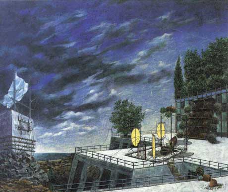 Projektion statt Abwesenheit von Lichtblick · Projection instead of the Absence of a Bright Spot - Painting by Michael Kunze